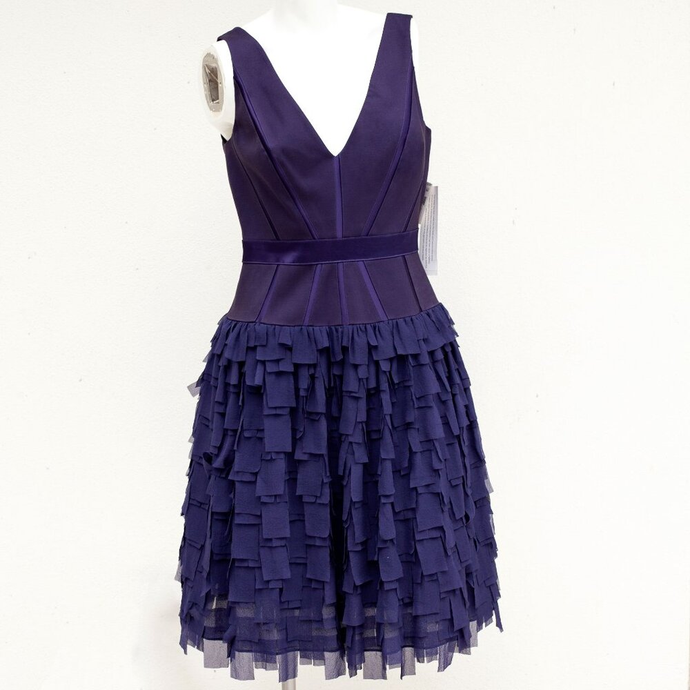 Aiden Mattox Blue Corset Detail Ruffle Cocktail Dress Size 6